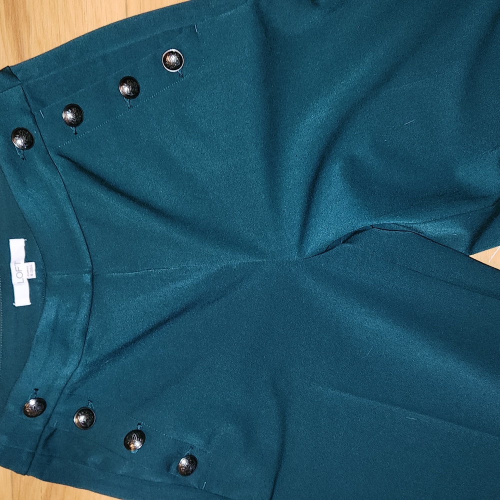 LOFT Women's Curvy Fit Wide Leg Trouser Work Pants In Green